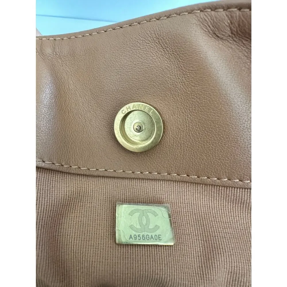 Chanel CC Chain Tote Quilted Leather Tan Brown Handle Purse Full Set & Box 2021